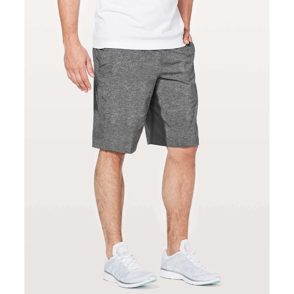 Lululemon Mens THE Short 9 Inch Heathered Black Grey Training Gym Shorts XL